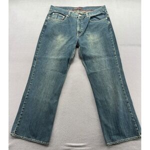Perry Ellis Jeans Mens Straight Leg Denim Jeans Medium Wash Blue 36x30